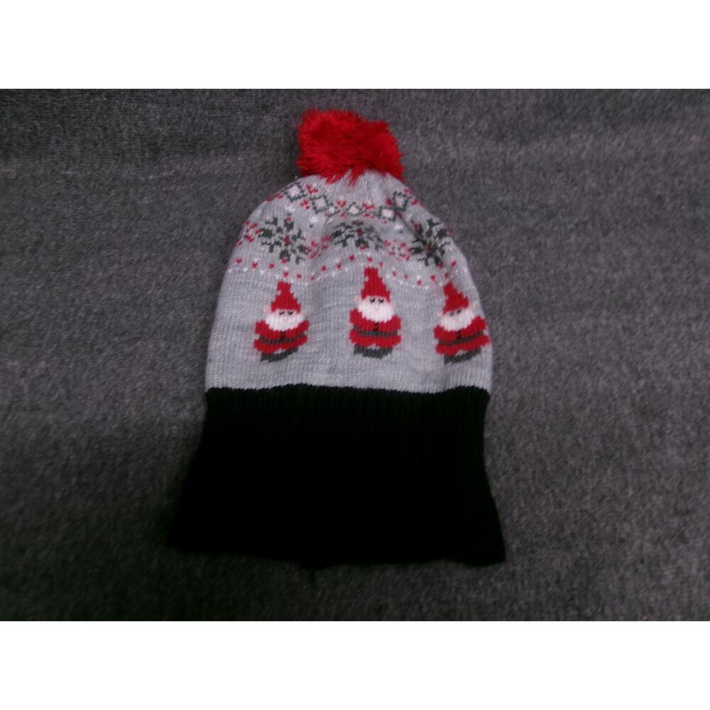 Aeropostale Hat Cap Beanie Kids Grey Red Black White Festive Pom Pom Whimsical